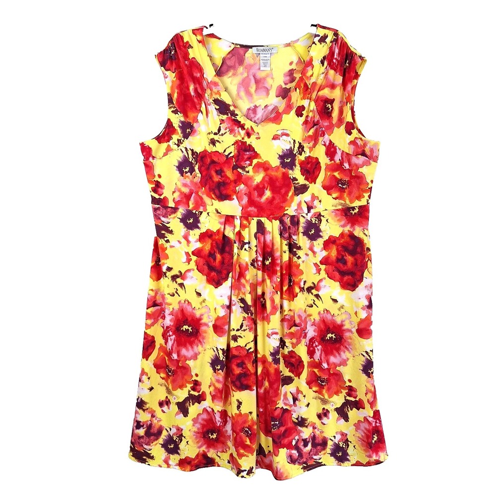 Vibrant Floral Garden Party Cottagecore Botanical Dress Roama's 22W Women's